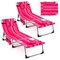 Folding Outdoor Lounge Chair with Adjustable Backrest and Cushioned Face Pillow
